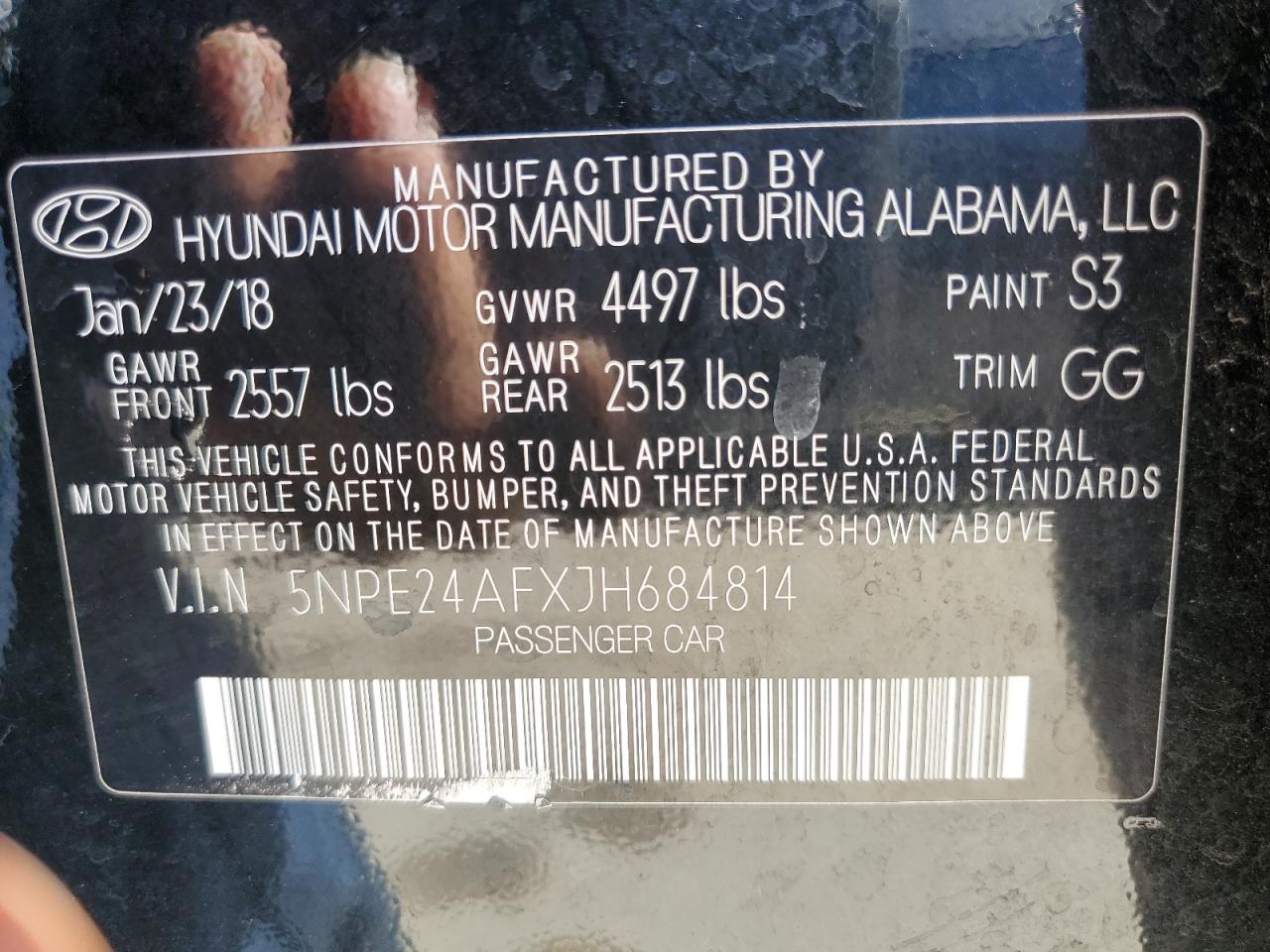 Photo 11 VIN: 5NPE24AFXJH684814 - HYUNDAI SONATA 