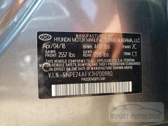 Photo 11 VIN: 5NPE24AFXJH700980 - HYUNDAI SONATA 