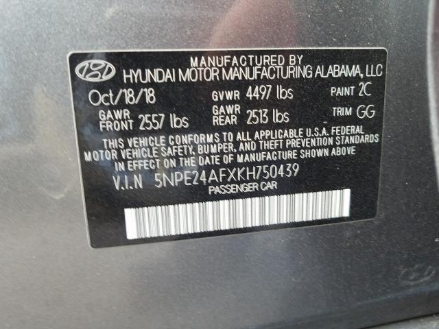 Photo 9 VIN: 5NPE24AFXKH750439 - HYUNDAI SONATA SE 