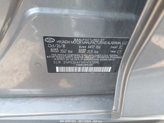 Photo 8 VIN: 5NPE24AFXKH752899 - HYUNDAI SONATA 