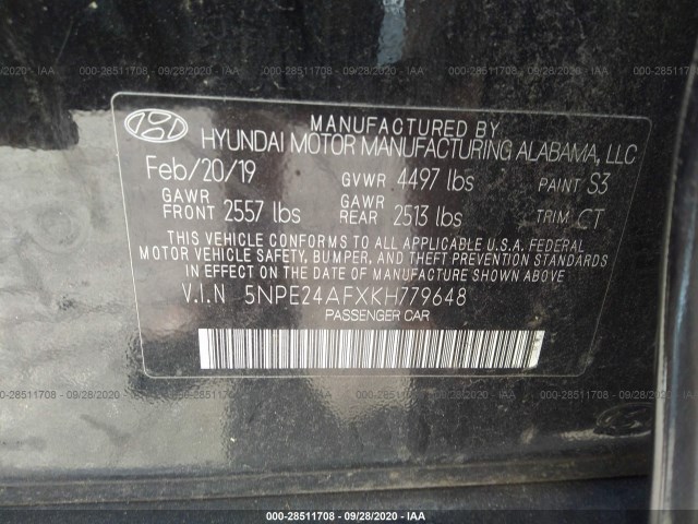 Photo 8 VIN: 5NPE24AFXKH779648 - HYUNDAI SONATA 