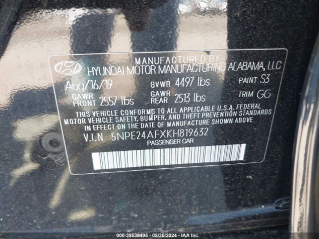 Photo 8 VIN: 5NPE24AFXKH819632 - HYUNDAI SONATA 