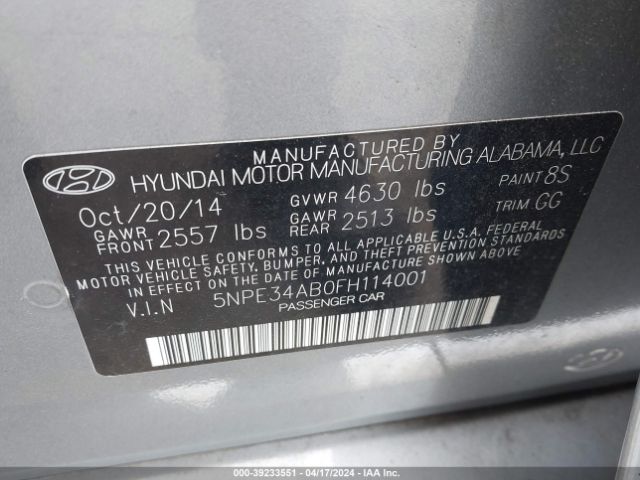 Photo 8 VIN: 5NPE34AB0FH114001 - HYUNDAI SONATA 