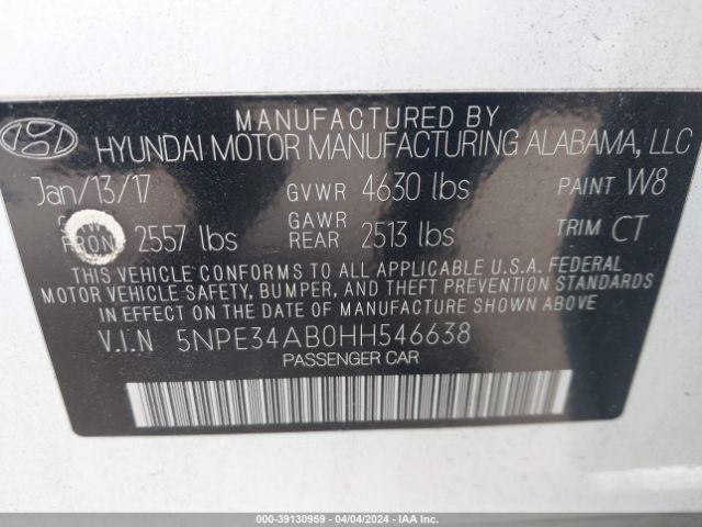 Photo 8 VIN: 5NPE34AB0HH546638 - HYUNDAI SONATA 