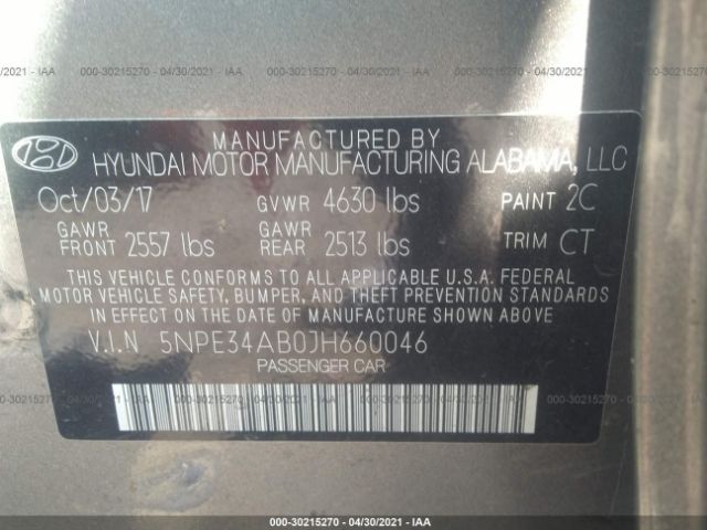 Photo 8 VIN: 5NPE34AB0JH660046 - HYUNDAI SONATA 