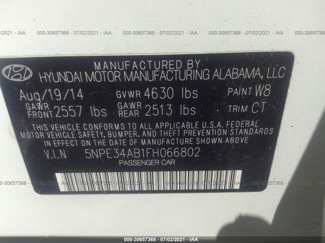 Photo 8 VIN: 5NPE34AB1FH066802 - HYUNDAI SONATA 