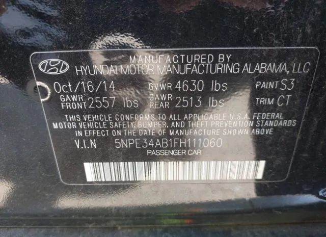 Photo 8 VIN: 5NPE34AB1FH111060 - HYUNDAI SONATA 