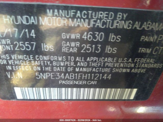 Photo 8 VIN: 5NPE34AB1FH112144 - HYUNDAI SONATA 