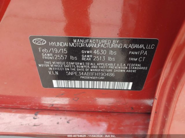 Photo 8 VIN: 5NPE34AB1FH190486 - HYUNDAI SONATA 