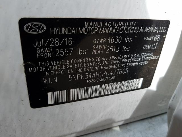 Photo 9 VIN: 5NPE34AB1HH477605 - HYUNDAI SONATA SPO 