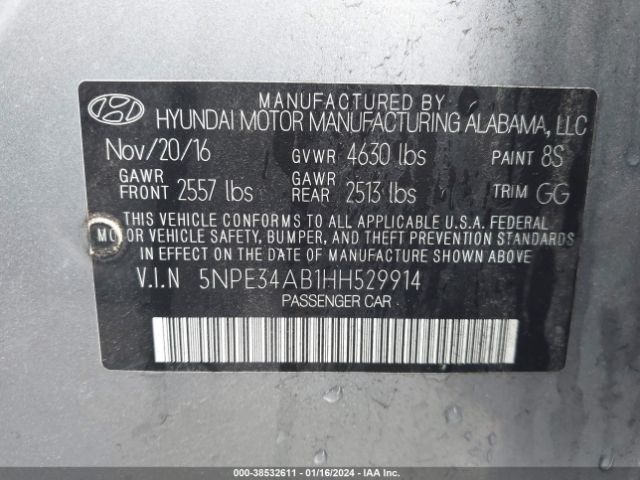 Photo 8 VIN: 5NPE34AB1HH529914 - HYUNDAI SONATA 