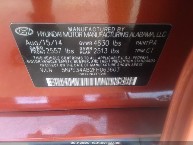 Photo 8 VIN: 5NPE34AB2FH063603 - HYUNDAI SONATA 