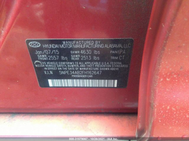 Photo 8 VIN: 5NPE34AB2FH162647 - HYUNDAI SONATA 