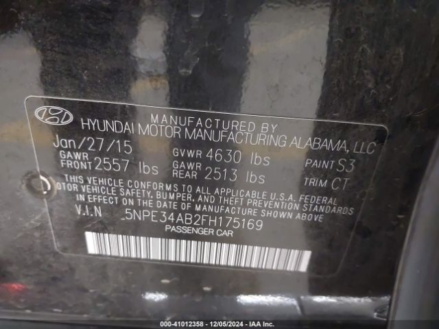 Photo 8 VIN: 5NPE34AB2FH175169 - HYUNDAI SONATA 