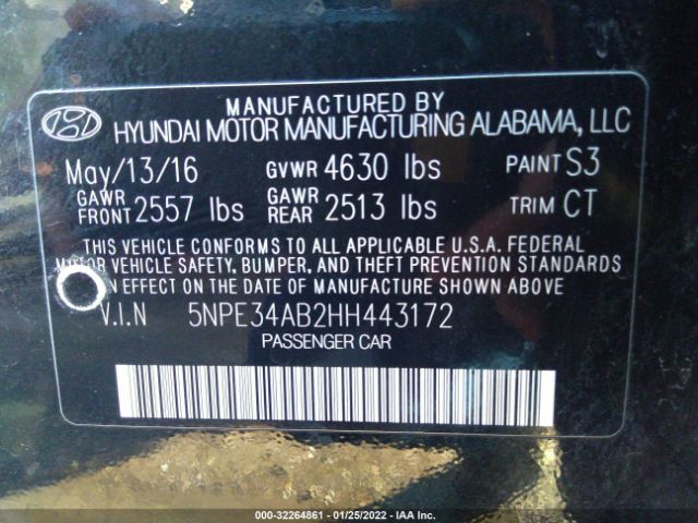 Photo 8 VIN: 5NPE34AB2HH443172 - HYUNDAI SONATA 