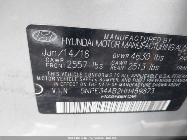 Photo 8 VIN: 5NPE34AB2HH459873 - HYUNDAI SONATA 