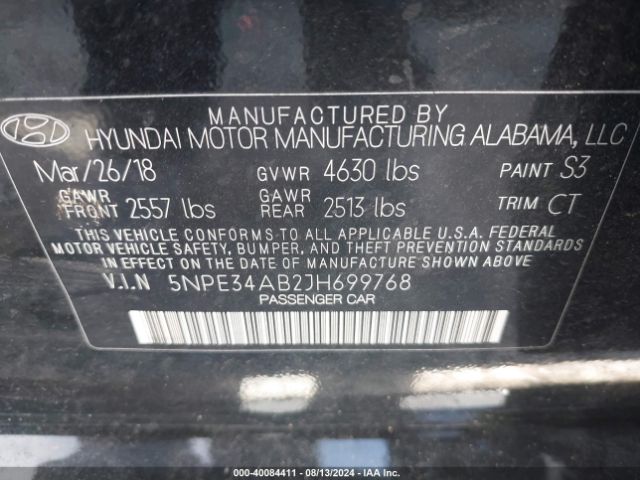 Photo 8 VIN: 5NPE34AB2JH699768 - HYUNDAI SONATA 