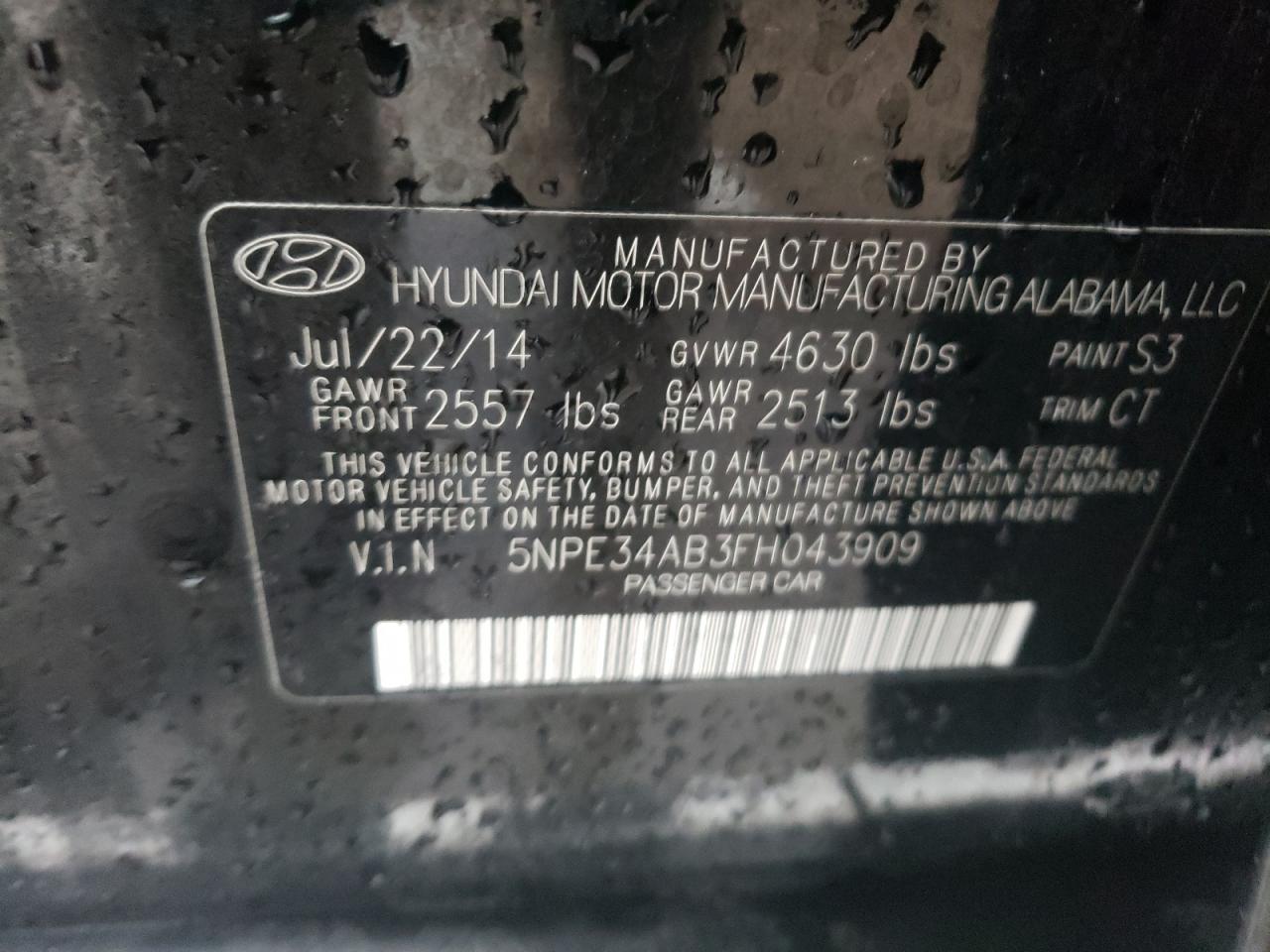 Photo 11 VIN: 5NPE34AB3FH043909 - HYUNDAI SONATA 