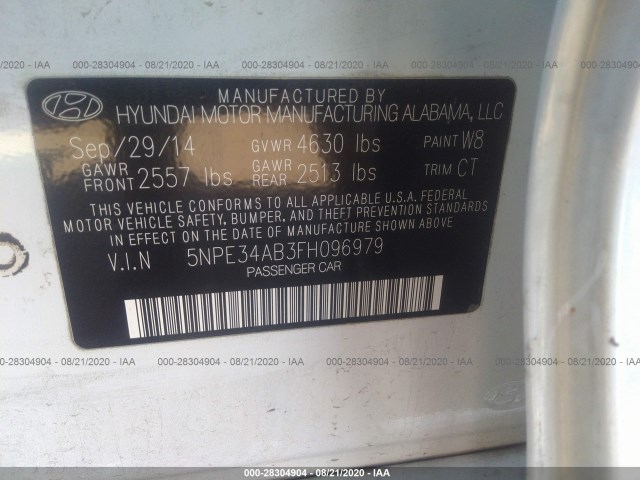 Photo 8 VIN: 5NPE34AB3FH096979 - HYUNDAI SONATA 