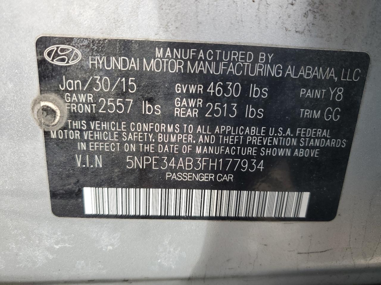 Photo 12 VIN: 5NPE34AB3FH177934 - HYUNDAI SONATA 