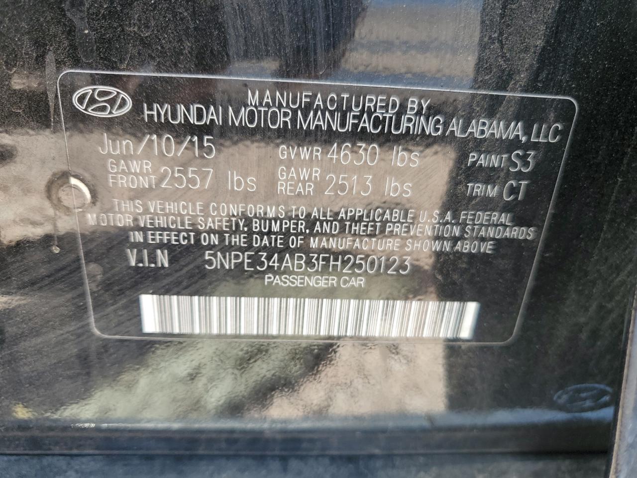 Photo 11 VIN: 5NPE34AB3FH250123 - HYUNDAI SONATA 