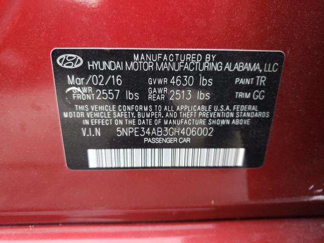 Photo 9 VIN: 5NPE34AB3GH406002 - HYUNDAI SONATA SPO 