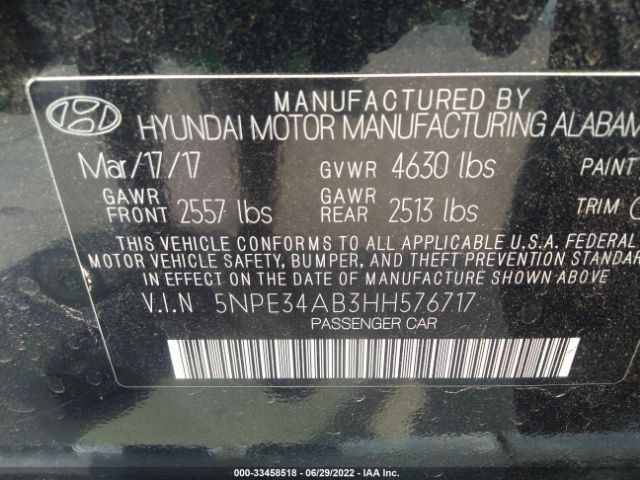 Photo 8 VIN: 5NPE34AB3HH576717 - HYUNDAI SONATA 