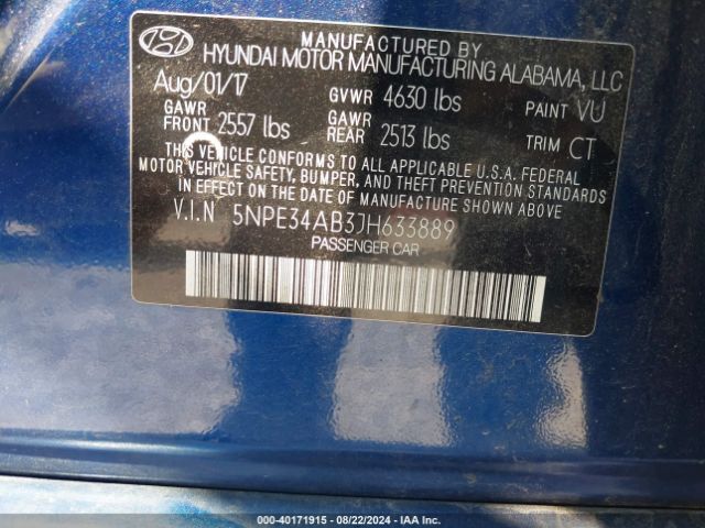 Photo 8 VIN: 5NPE34AB3JH633889 - HYUNDAI SONATA 