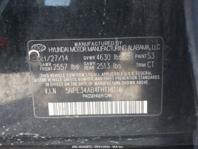 Photo 8 VIN: 5NPE34AB4FH118116 - HYUNDAI SONATA 