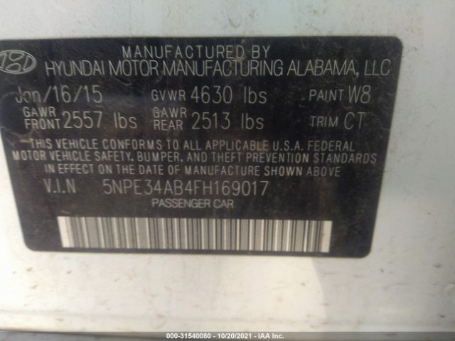 Photo 8 VIN: 5NPE34AB4FH169017 - HYUNDAI SONATA 