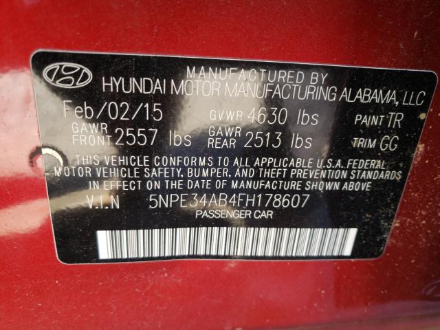 Photo 9 VIN: 5NPE34AB4FH178607 - HYUNDAI SONATA SPO 