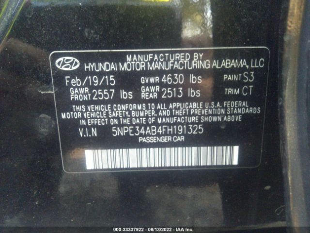 Photo 8 VIN: 5NPE34AB4FH191325 - HYUNDAI SONATA 