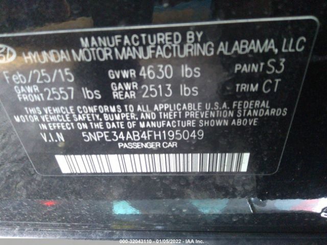 Photo 8 VIN: 5NPE34AB4FH195049 - HYUNDAI SONATA 