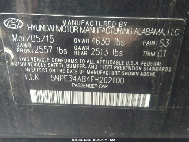 Photo 8 VIN: 5NPE34AB4FH202100 - HYUNDAI SONATA 