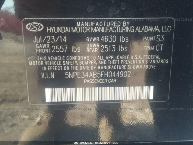 Photo 8 VIN: 5NPE34AB5FH044902 - HYUNDAI SONATA 