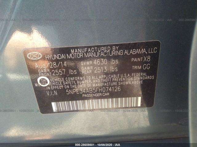 Photo 8 VIN: 5NPE34AB5FH074126 - HYUNDAI SONATA 