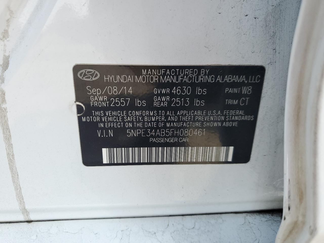 Photo 11 VIN: 5NPE34AB5FH080461 - HYUNDAI SONATA 