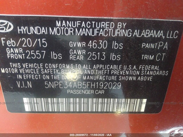 Photo 8 VIN: 5NPE34AB5FH192029 - HYUNDAI SONATA 