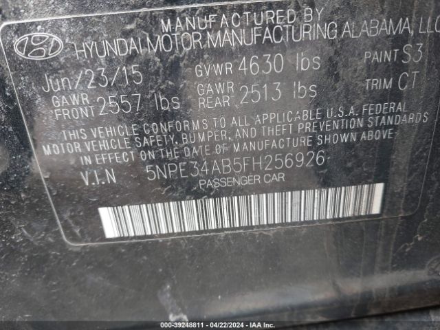 Photo 8 VIN: 5NPE34AB5FH256926 - HYUNDAI SONATA 