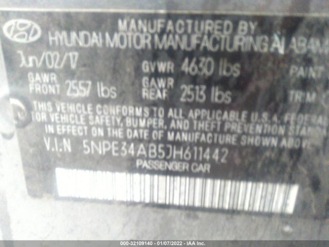 Photo 8 VIN: 5NPE34AB5JH611442 - HYUNDAI SONATA 