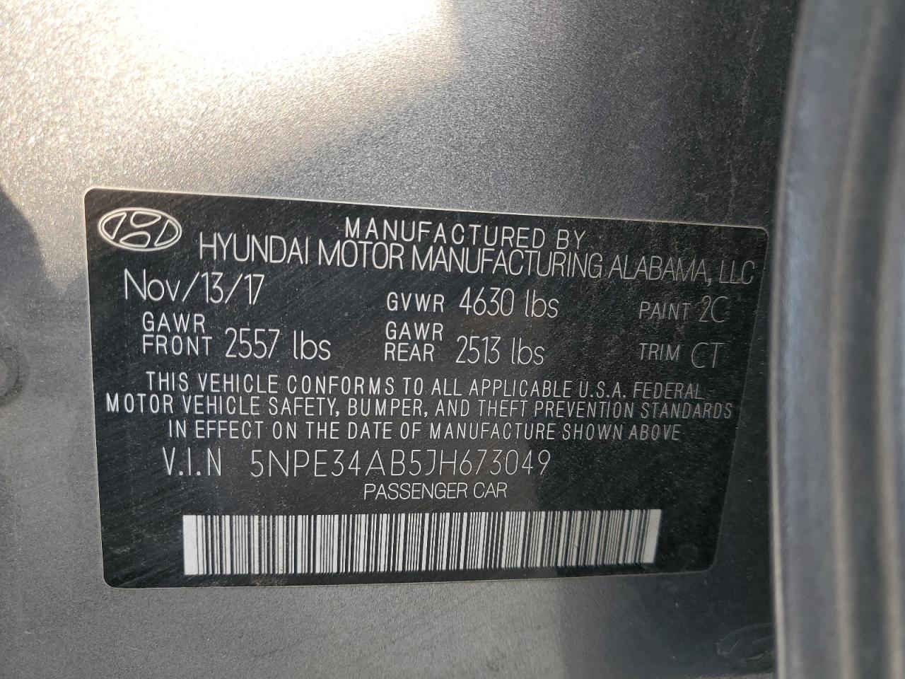 Photo 11 VIN: 5NPE34AB5JH673049 - HYUNDAI SONATA 