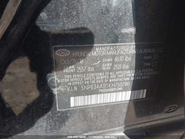 Photo 8 VIN: 5NPE34AB5KH750780 - HYUNDAI SONATA 