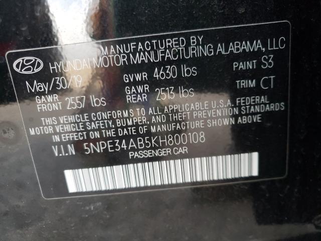 Photo 9 VIN: 5NPE34AB5KH800108 - HYUNDAI SONATA LIM 