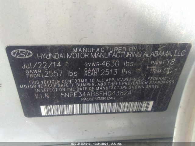 Photo 8 VIN: 5NPE34AB6FH043824 - HYUNDAI SONATA 