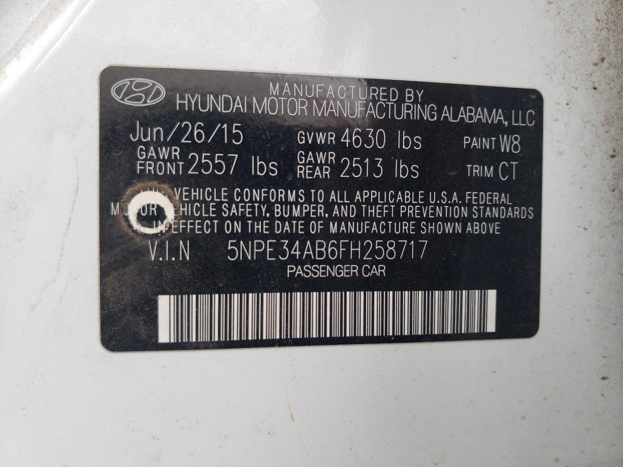 Photo 11 VIN: 5NPE34AB6FH258717 - HYUNDAI SONATA 