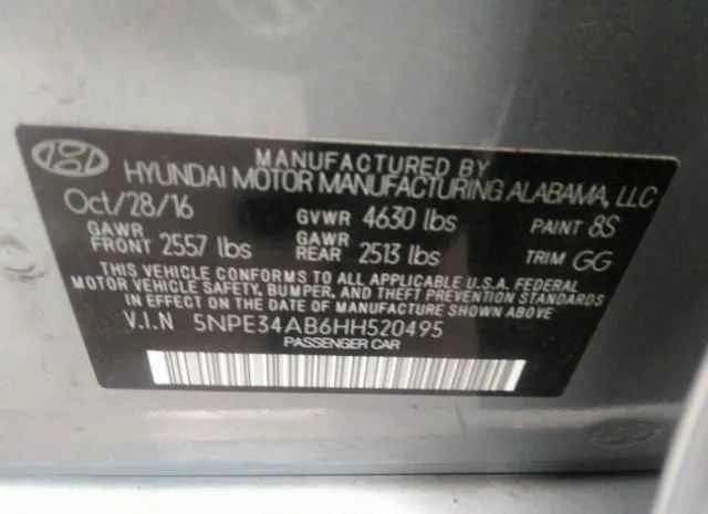 Photo 8 VIN: 5NPE34AB6HH520495 - HYUNDAI SONATA 