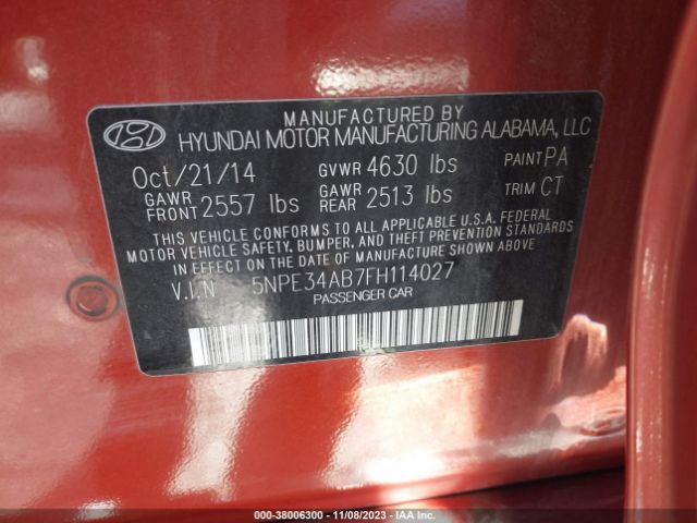 Photo 8 VIN: 5NPE34AB7FH114027 - HYUNDAI SONATA 