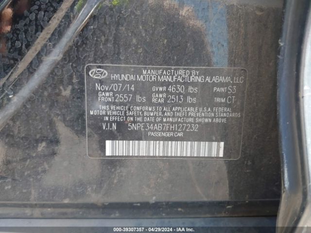 Photo 8 VIN: 5NPE34AB7FH127232 - HYUNDAI SONATA 