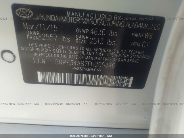 Photo 8 VIN: 5NPE34AB7FH205346 - HYUNDAI SONATA 