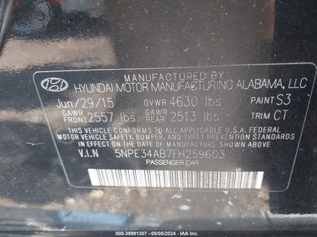 Photo 8 VIN: 5NPE34AB7FH259603 - HYUNDAI SONATA 